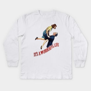 It's A Wonderful Life, From A Vintage 1946 Movie Poster Kids Long Sleeve T-Shirt